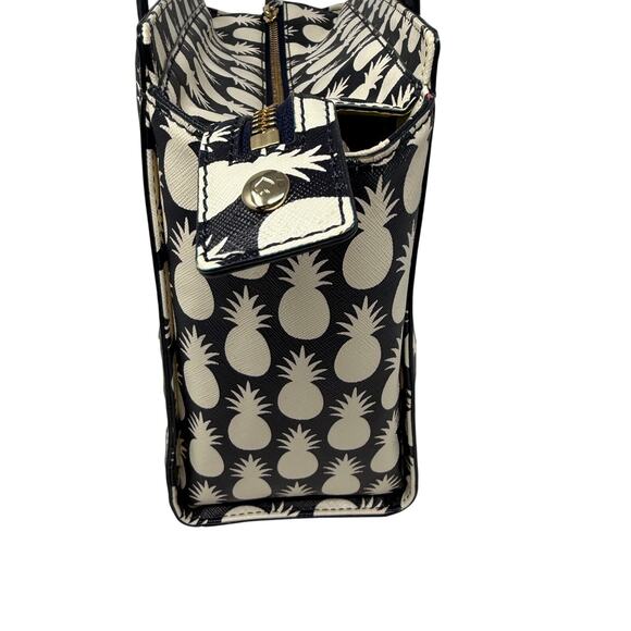 Kate Spade New York Cedar Street Pineapples Hayden Handbag Tote Black White - Picture 5 of 16